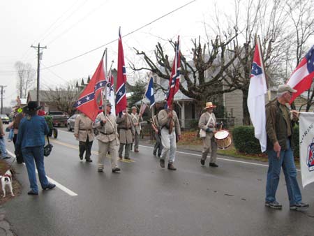 Photo 1 of SCV members marching in the Leipers Fork Christmas Parade