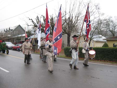 Photo 2 of SCV members marching in the Leipers Fork Christmas Parade