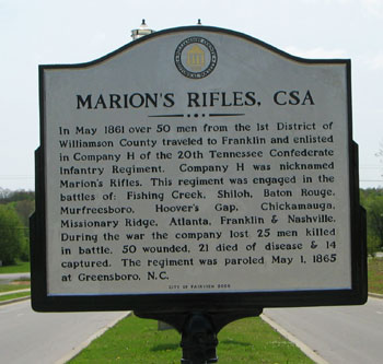 picture of historic marker, Marion's rifles side
